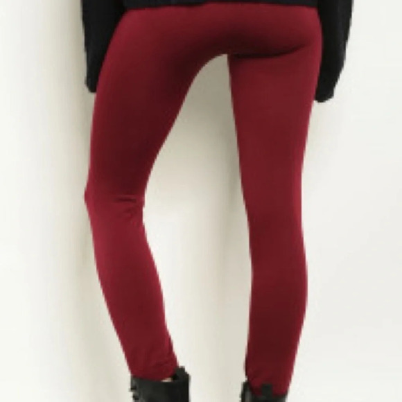 Wine Colored Basic Leggings - Picture 3 of 3